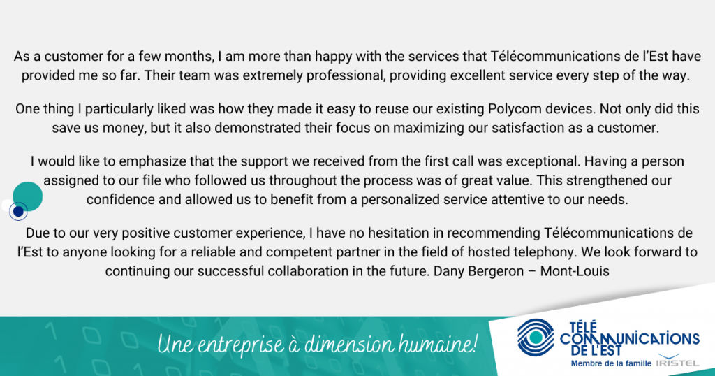 Commentaire client - Dany Bergeron